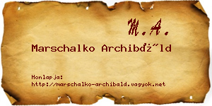 Marschalko Archibáld névjegykártya